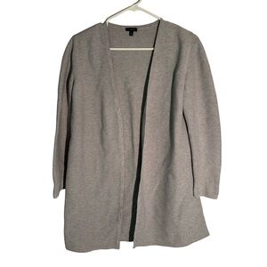 Talbots Light Gray Open Front Cardigan